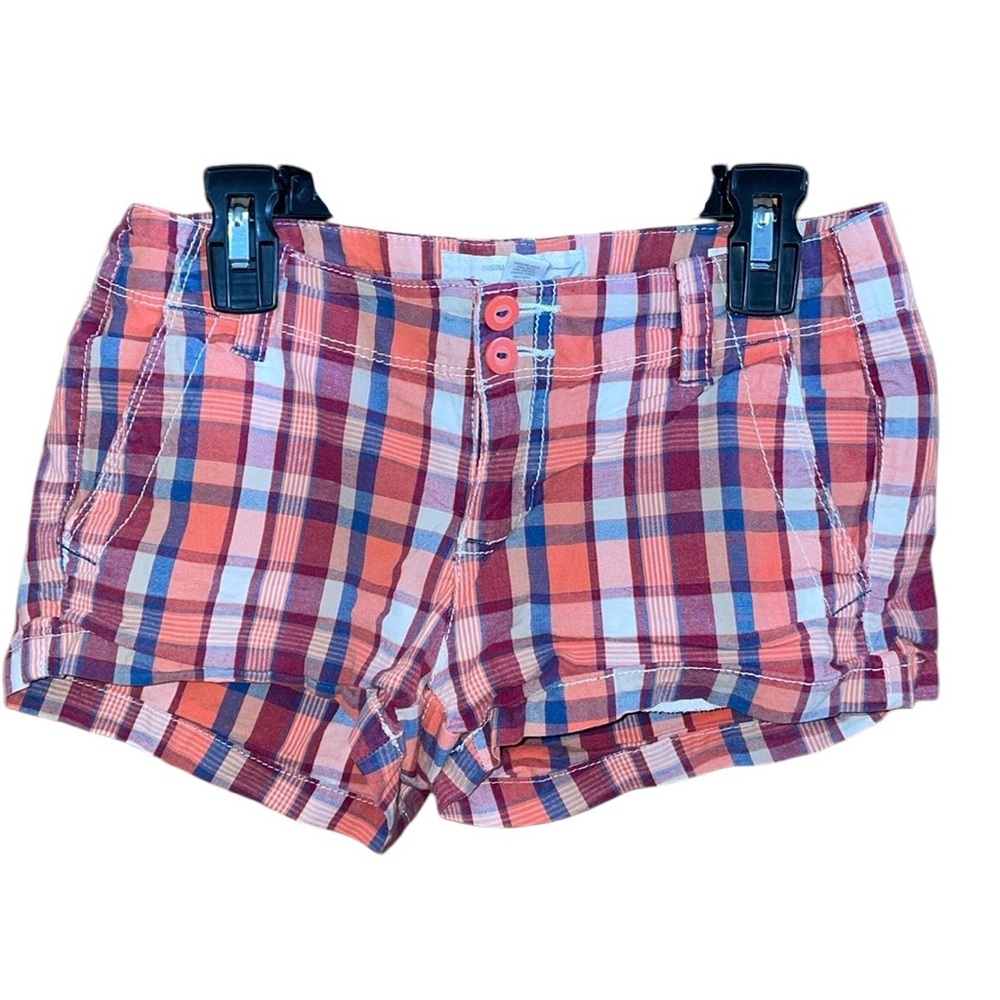 •AEROPOSTALÉ•RED/BLUE/WHITE/ORANGE/TAN PLAID SHORTS SIZE 0